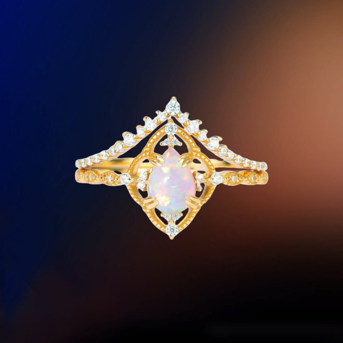 Opal Jewelry with smooth surface and luminous play of color.