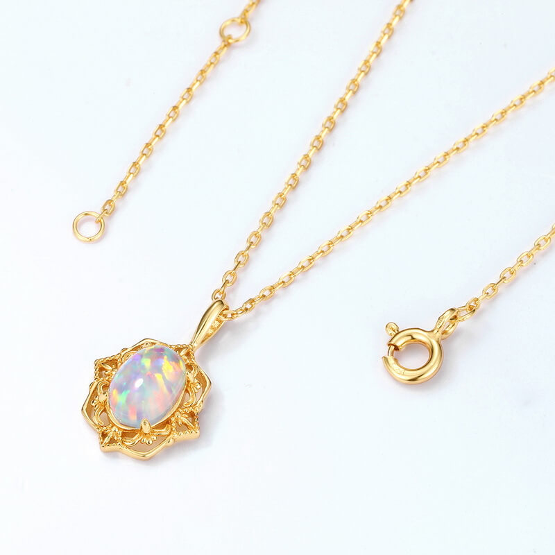 Carved Gold Vintage Opal Pendant