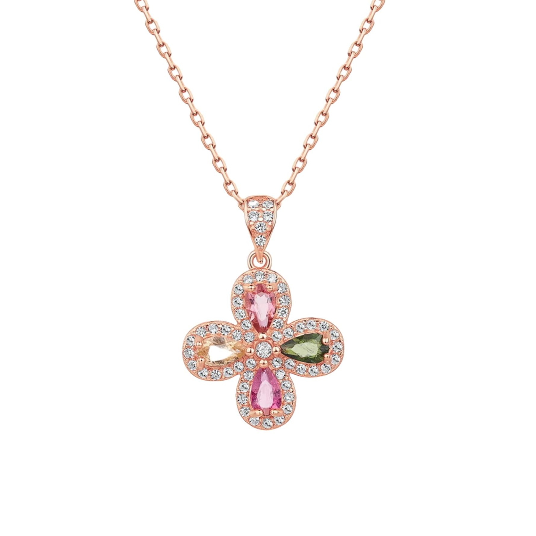 Healing Tourmaline Four Leaf Clover Necklace - Minerva Jewelry