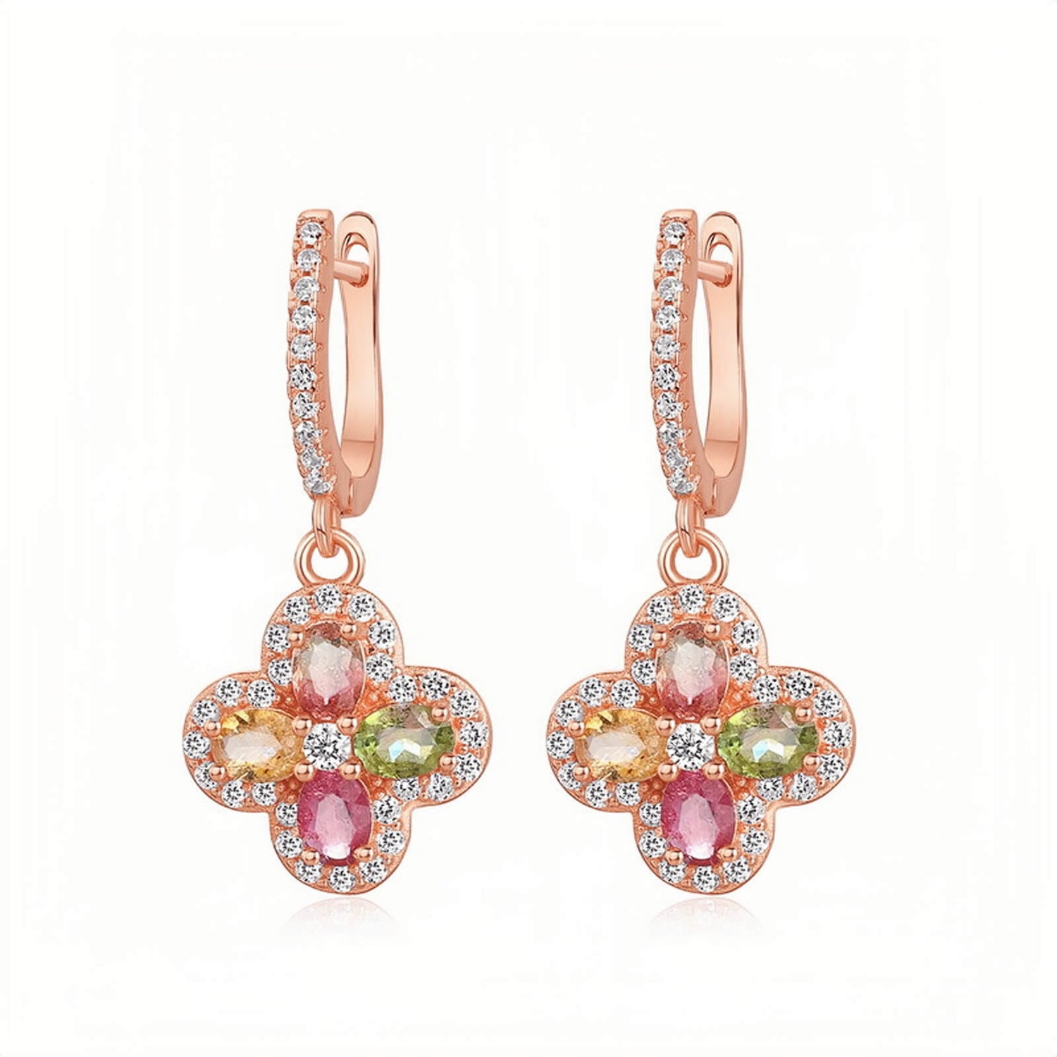 Tourmaline Four Leaf Clover Earring - Minerva Jewelry