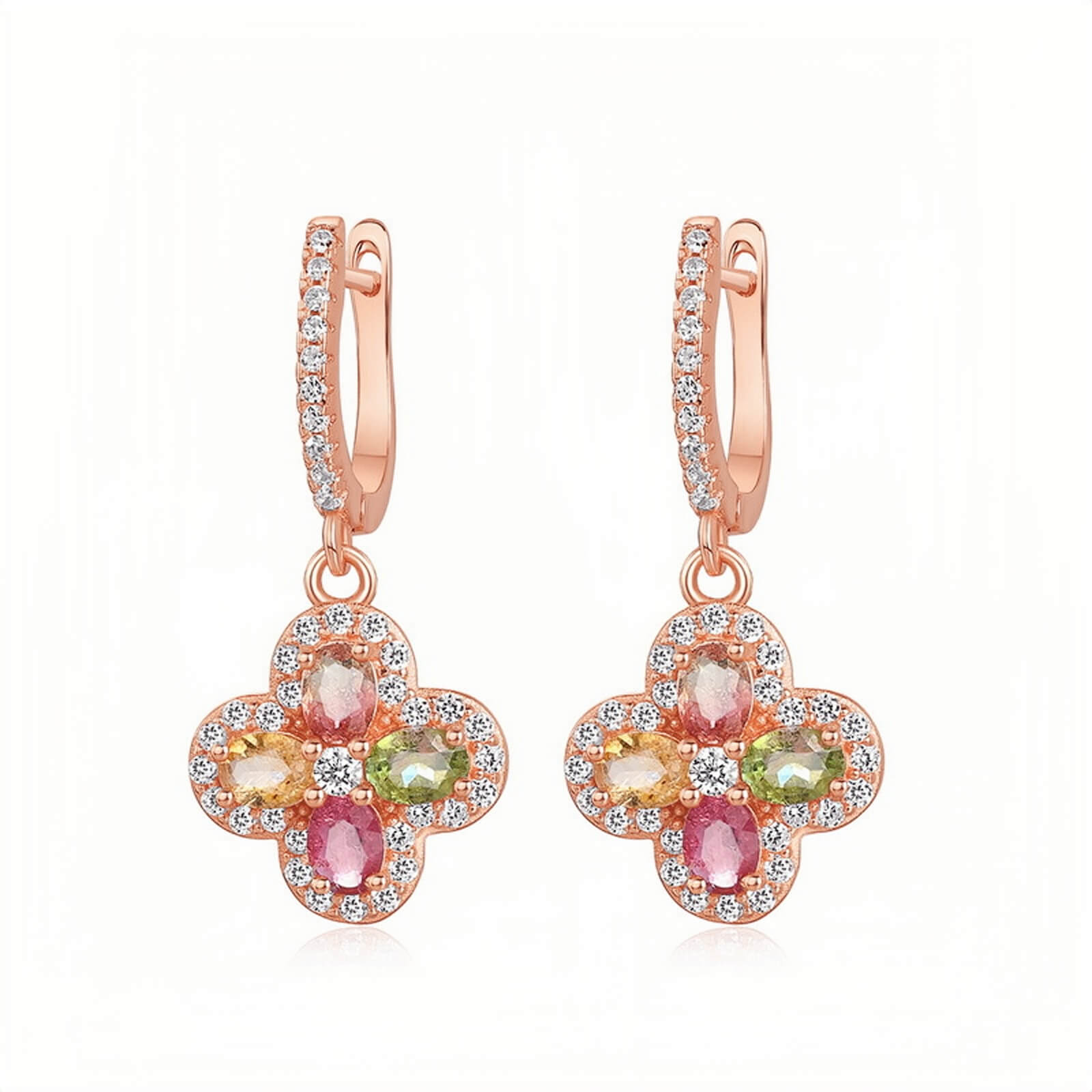 Tourmaline Four Leaf Clover Earring - Minerva Jewelry