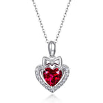 Heart-shaped ruby jewelry necklace representing devotion, courage and heartfelt love.