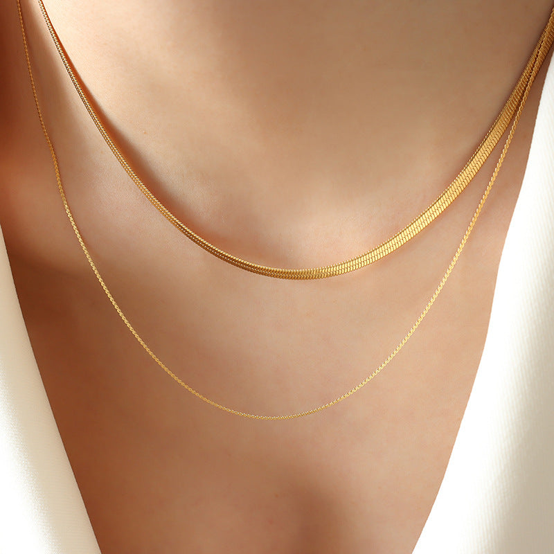 Layered Herringbone Chain - Minerva Jewelry