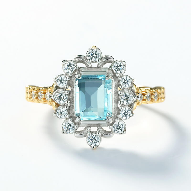 London Blue Topaz Engagement Ring - Minerva Jewelry