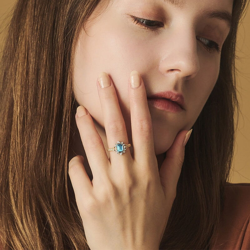 London Blue Topaz Engagement Ring - Minerva Jewelry