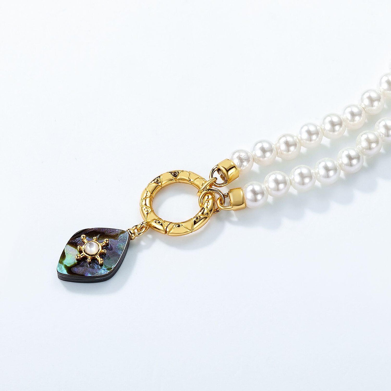Pearl Necklace with Abalone Shell Pendant - Minerva Jewelry