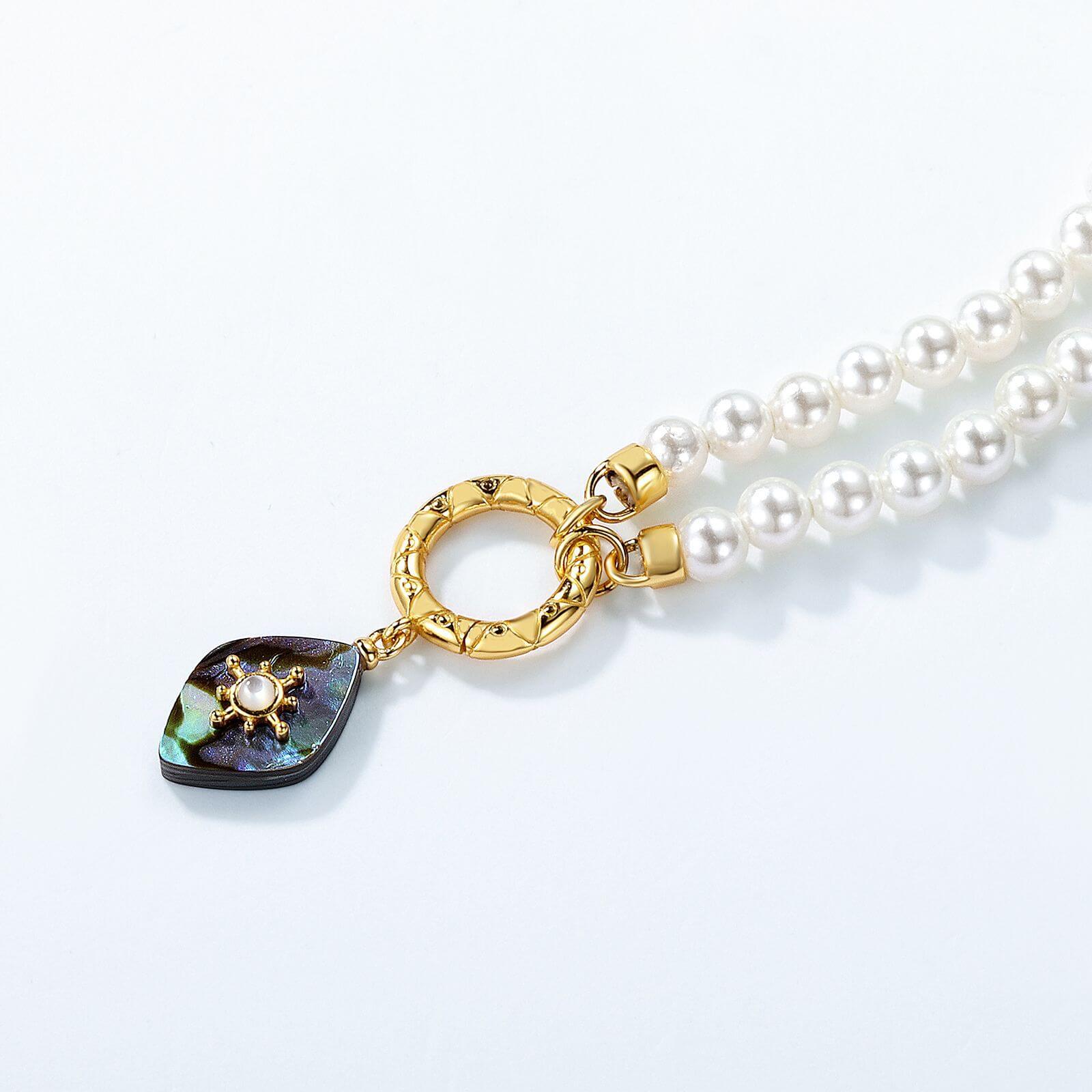 Pearl Necklace with Abalone Shell Pendant - Minerva Jewelry
