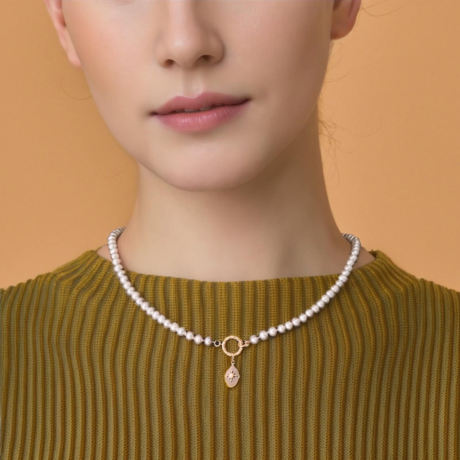 Pearl Necklace with Abalone Shell Pendant - Minerva Jewelry