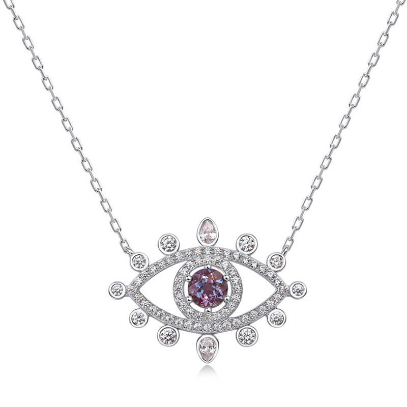 Silver alexandrite pendant necklace symbolising protection and intuition, crafted by Minerva Jewelry.
