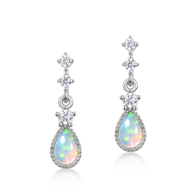Silver Opal Earrings - Minerva Jewelry