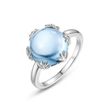 Sky blue topaz jewelry ring in sterling silver symbolising emotional balance and healing.