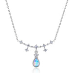 Silver opal jewelry necklace with star design representing light, dreams and emotional clarity.