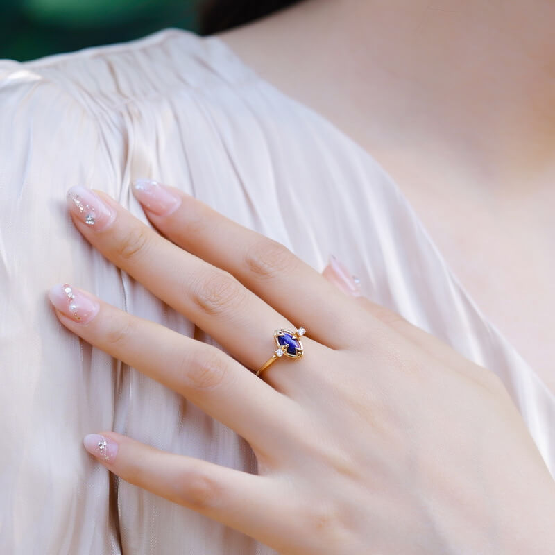 Double Sided Design Natural Lapis Lazuli Ring