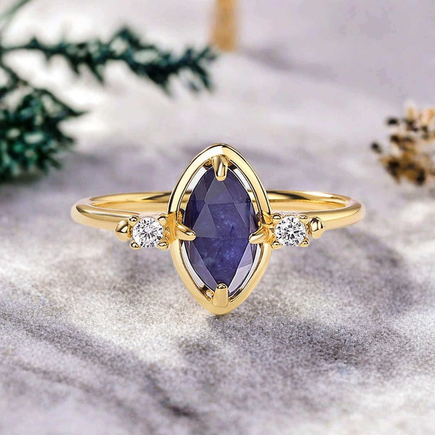 Double Sided Design Natural Lapis Lazuli Ring - Minerva Jewelry