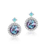 Alexandrite gemstone earrings reflecting light and transformation with serene colour play by Minerva Jewelry.