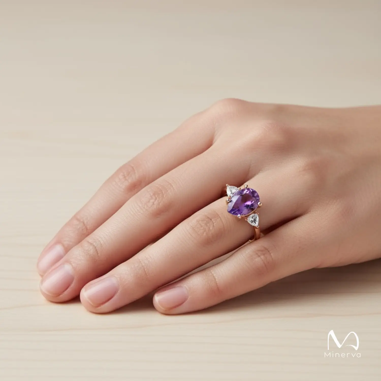 Amethyst Ring – Rose Gold Glow of Serenity
