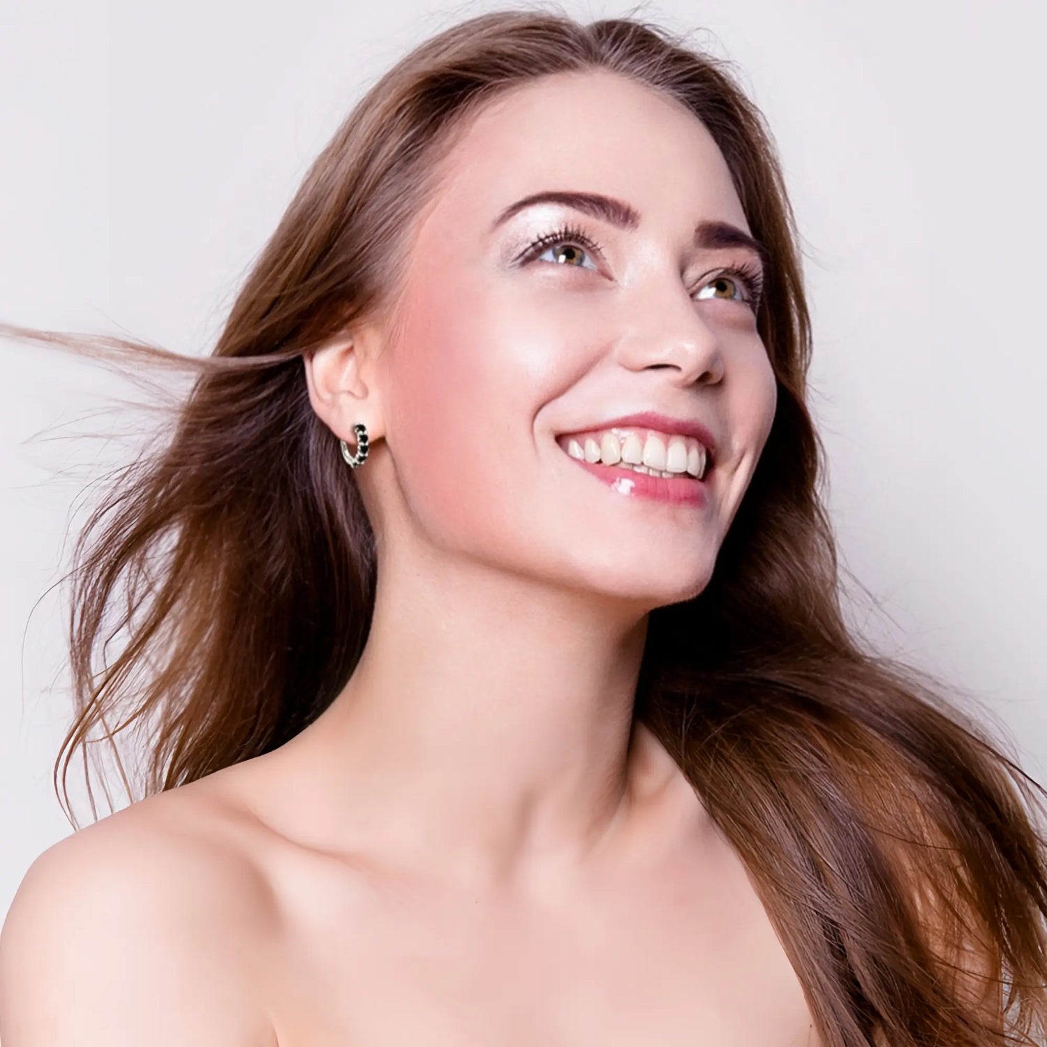 Black Moissanite Hoop Earrings in Silver