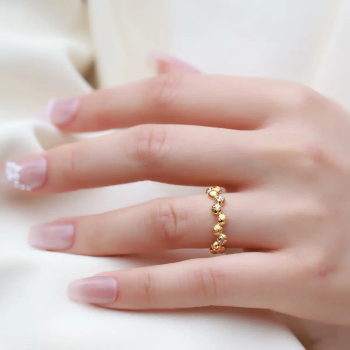 Bon Bon Textured Ring – Gold Adjustable Band