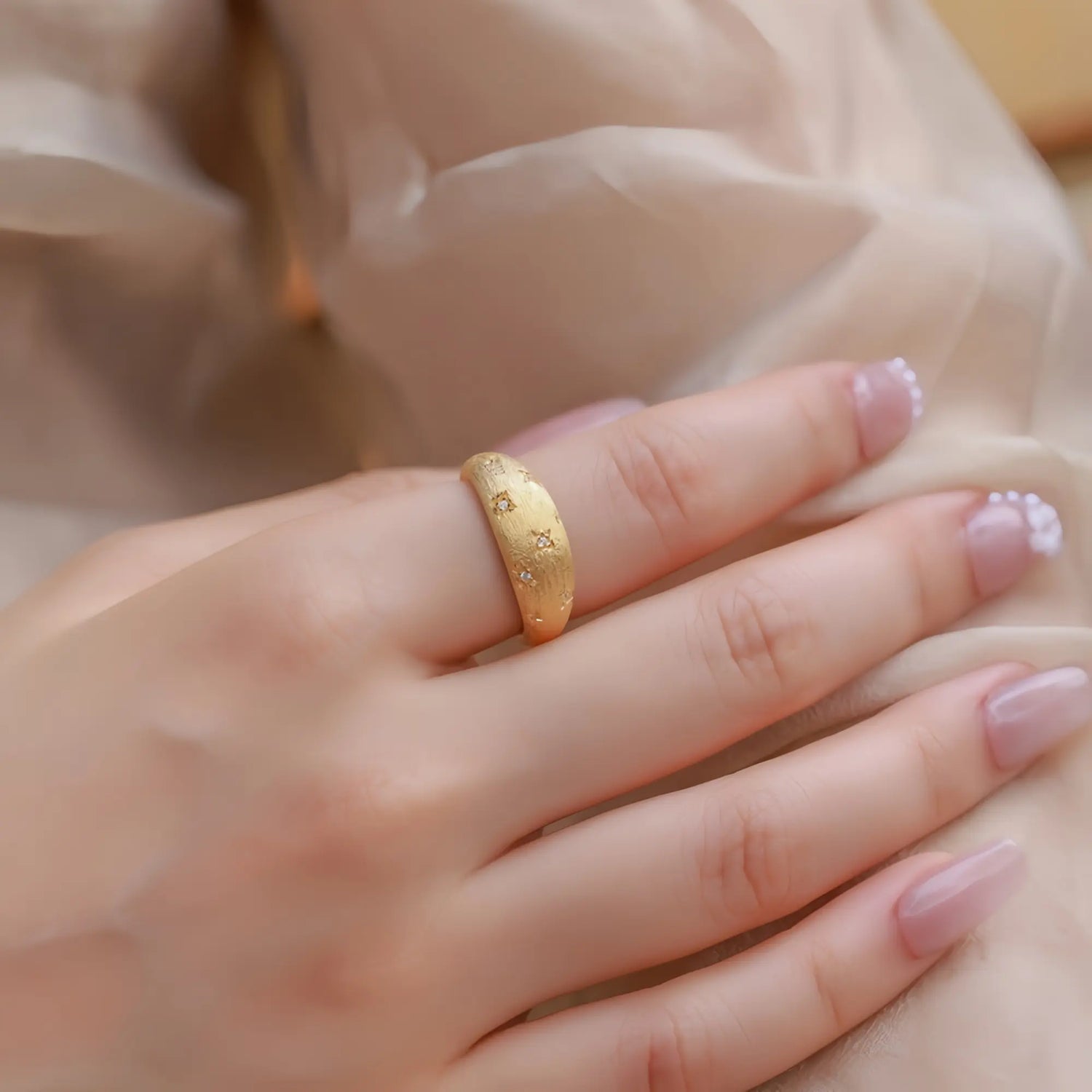 Brushed Gold Dome Ring