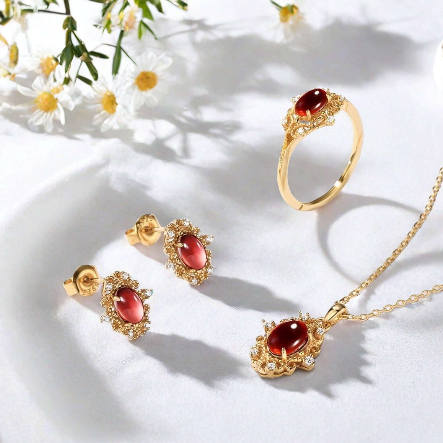 Vintage Ruby Garnet Ring - Gift Set