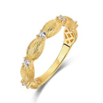 Croissant Slim Ring - White Stone Accents