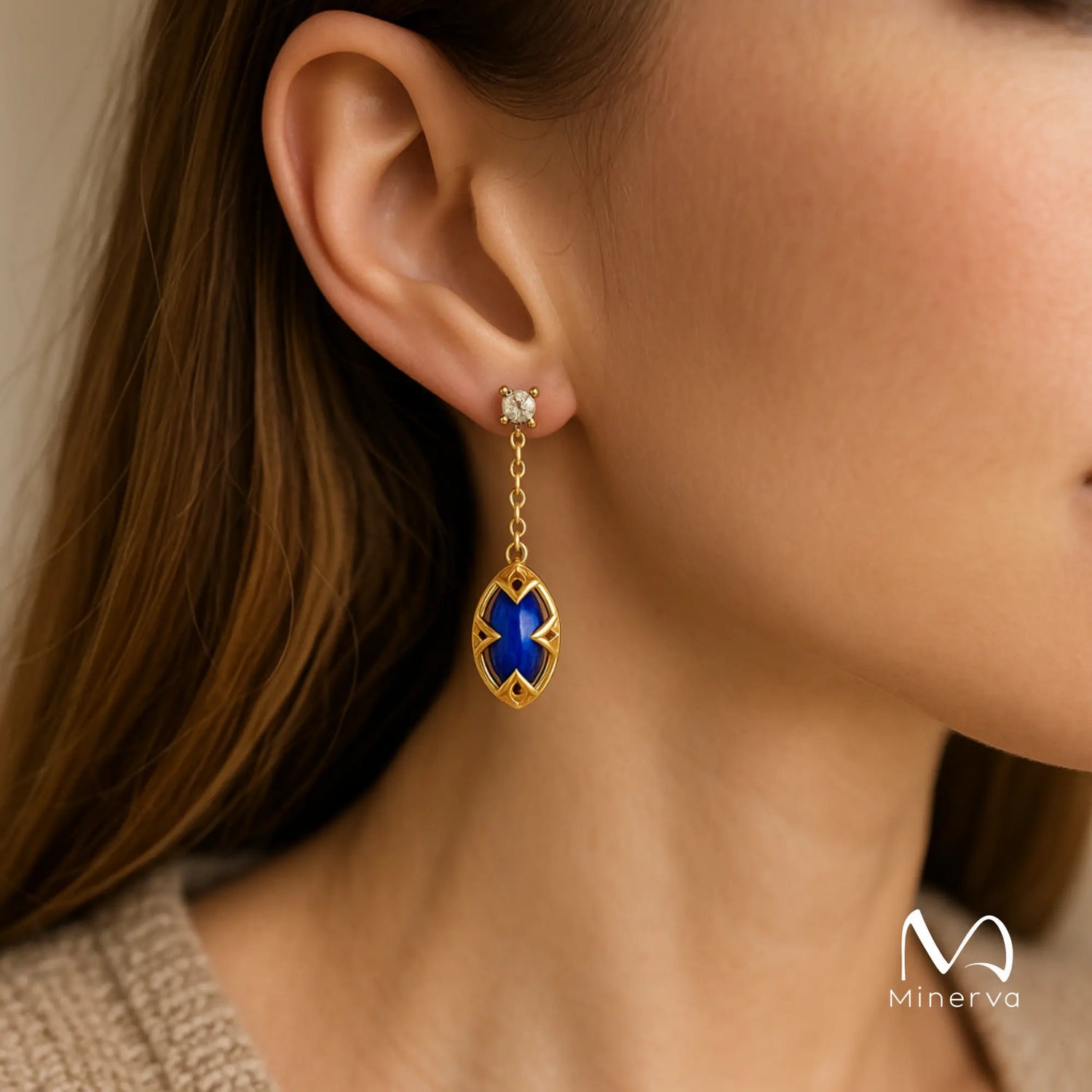 Egyptian Inspired Lapis Lazuli Earrings | Minerva Jewelry
