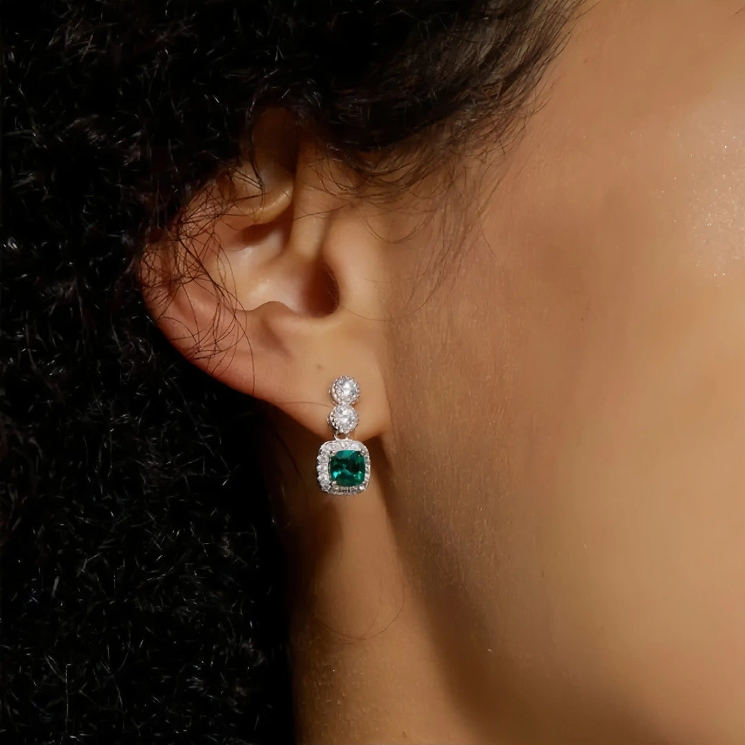 Emerald Earrings Classic Sparkle