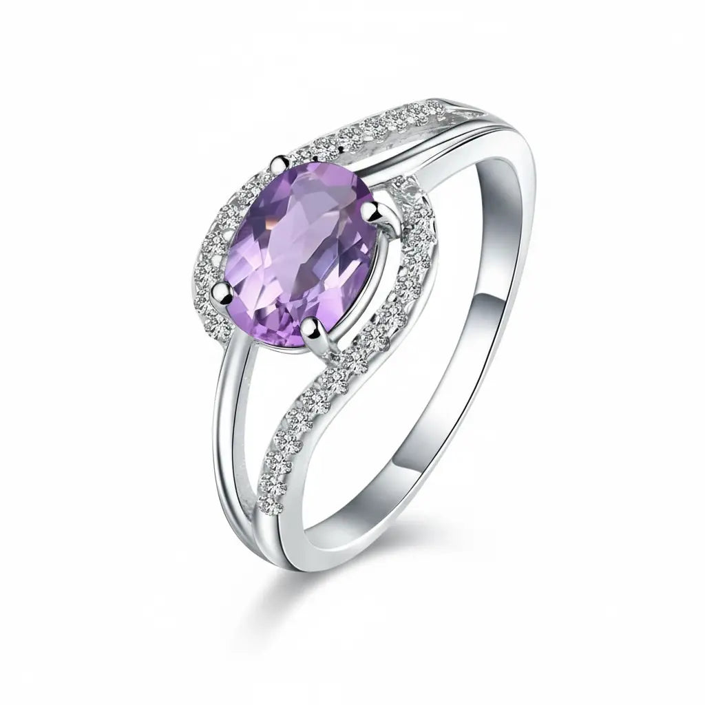 February amethyst birthstone ring reflecting inner peace and spiritual wisdom, crafted by Minerva Jewelry.