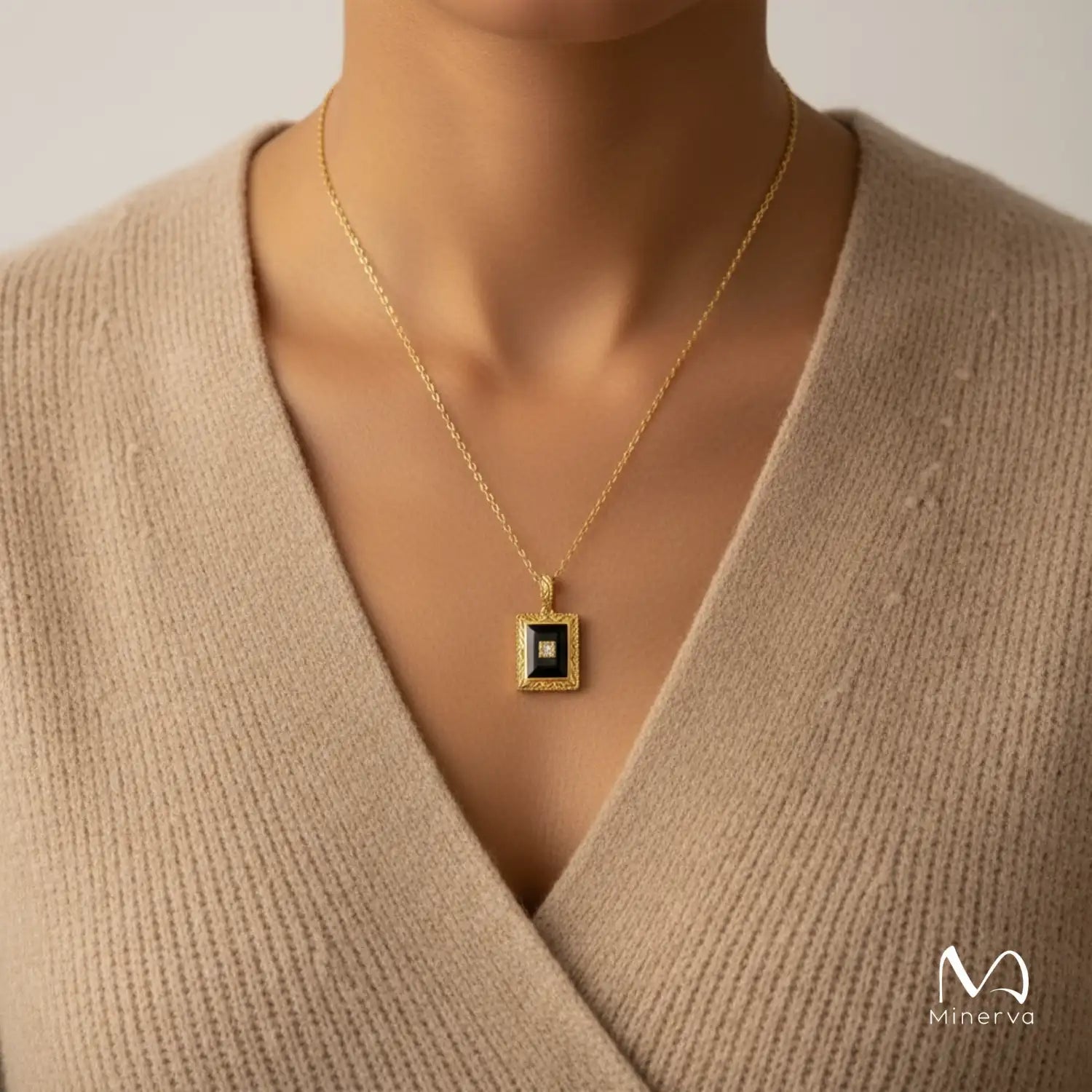 Geometric Black Onyx Pendant