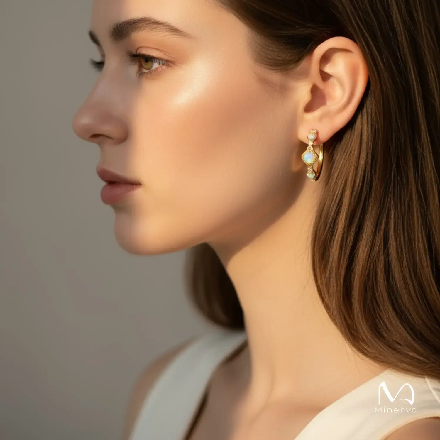 Gold Halo Opal Earrings