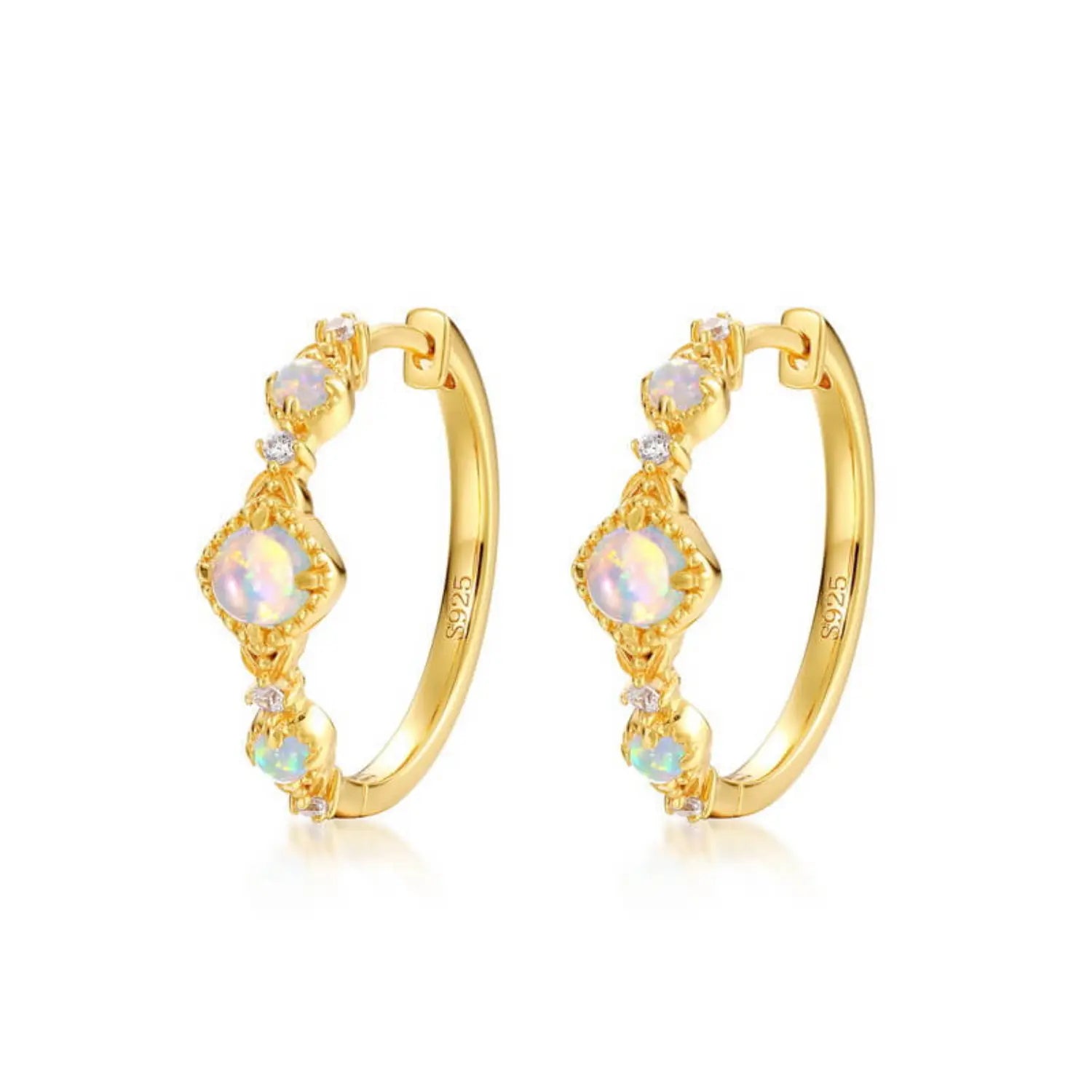 Gold Halo Opal Earrings