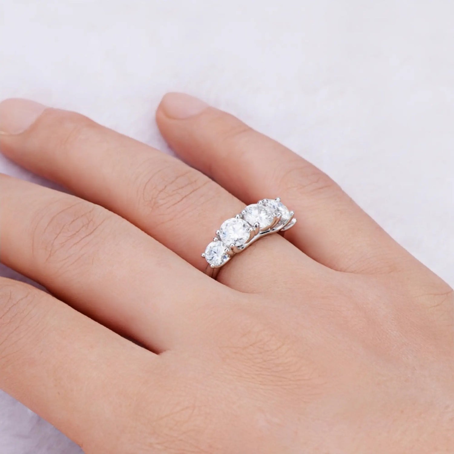 Five Stone Moissanite Ring in Yellow Gold