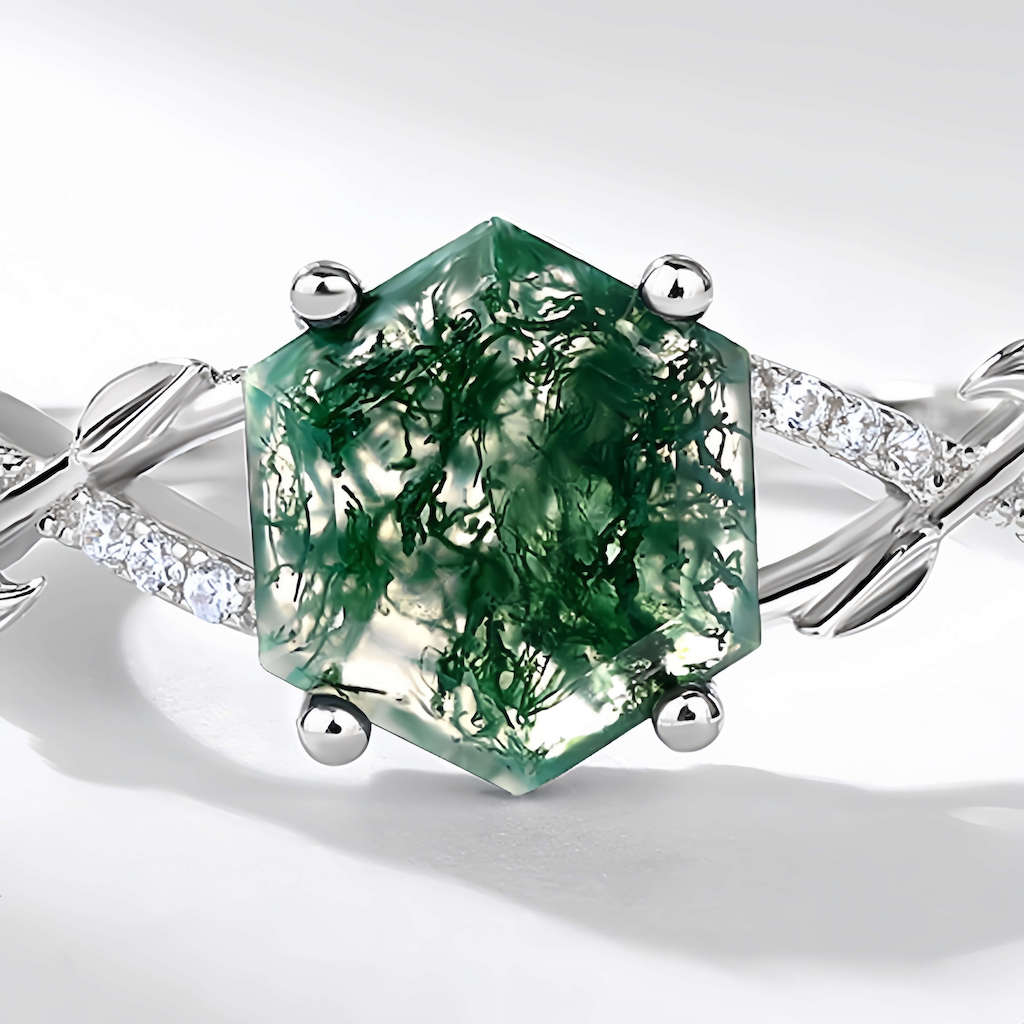 Green Moss Agate Ring