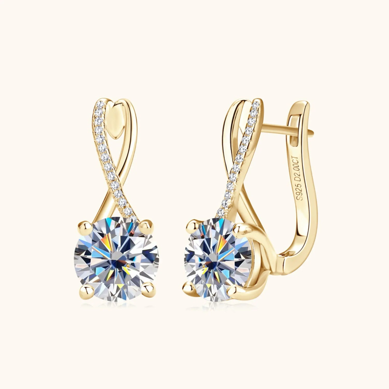 Infinity gold moissanite jewelry earrings symbolising eternal love and radiant strength.