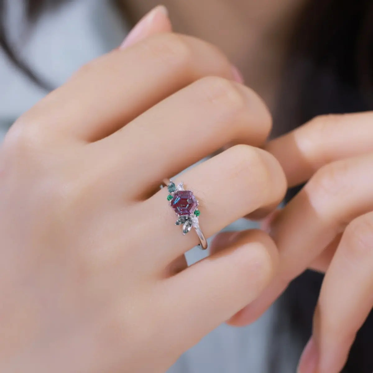 Lab-grown Alexandrite Ring