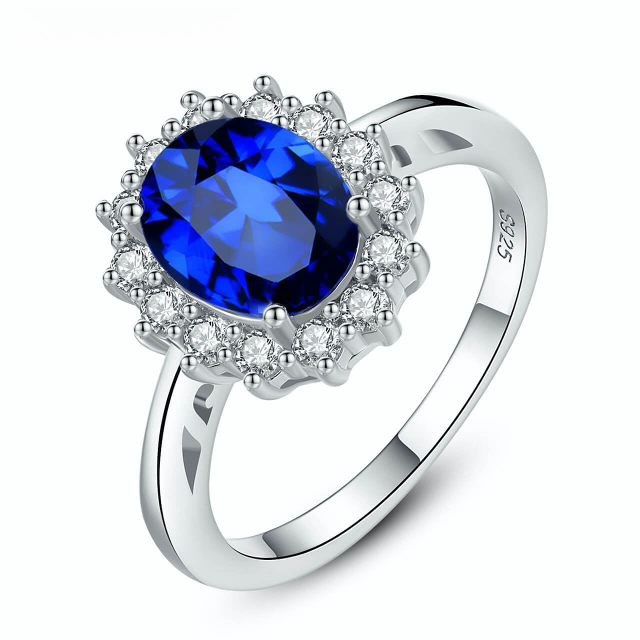 Sapphire and diamond jewelry ring inspired by Lady Diana, representing grace and eternal loyalty.