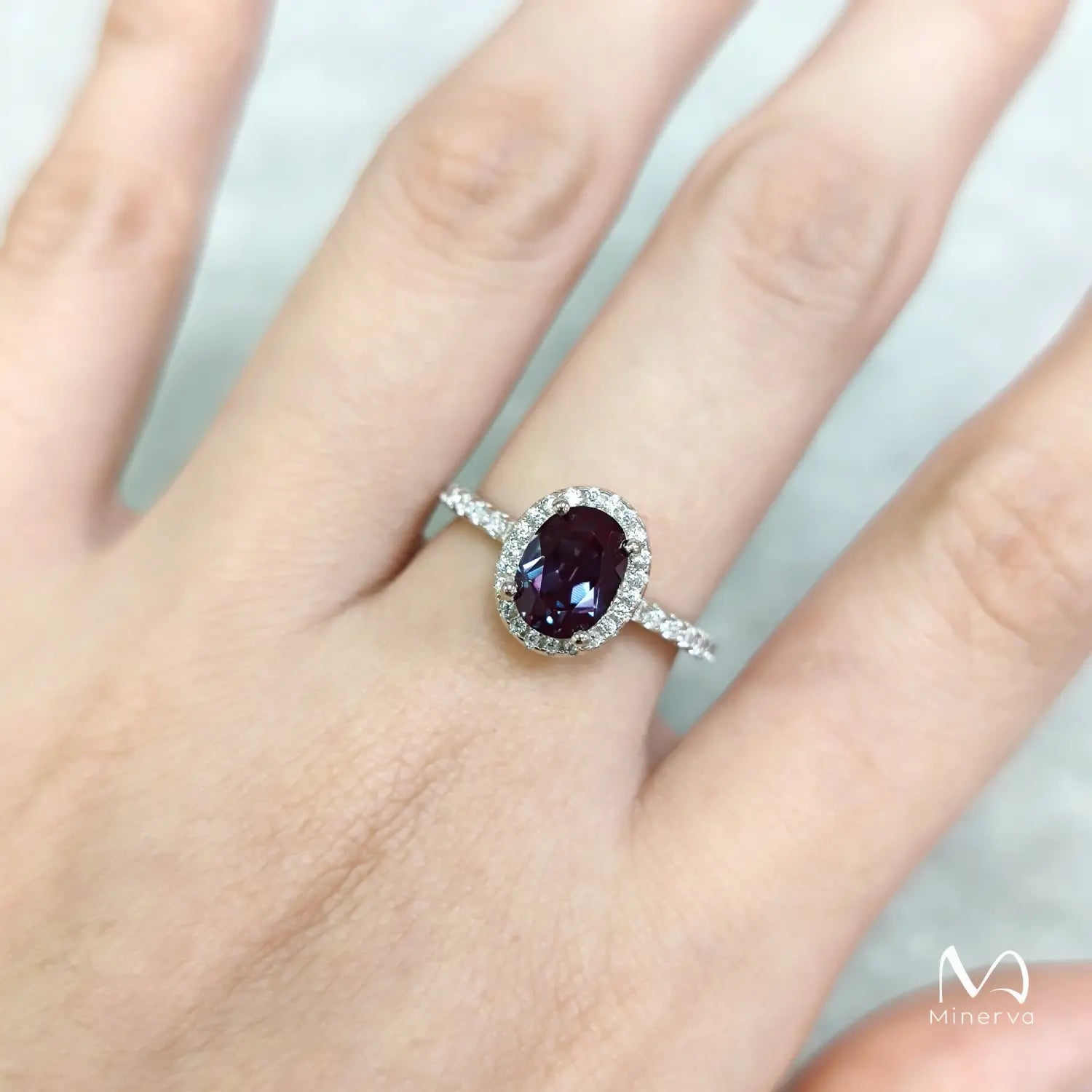 Fiorella Magical Colour-Changing Alexandrite Halo Ring