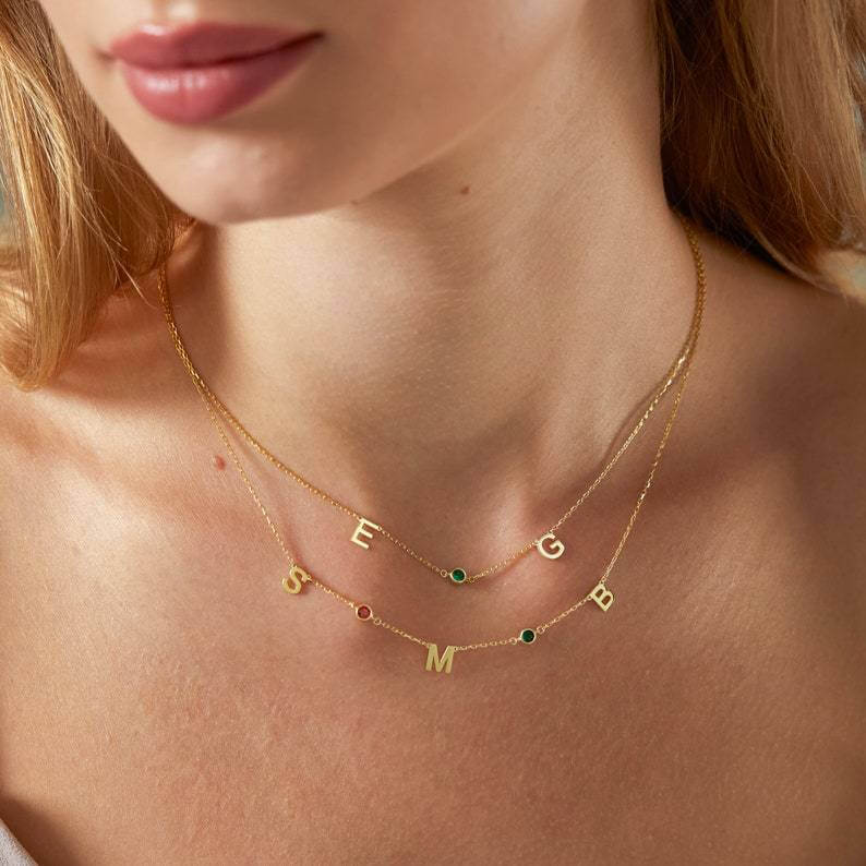 Personalised Name Birthstone Necklace - Minerva Jewelry