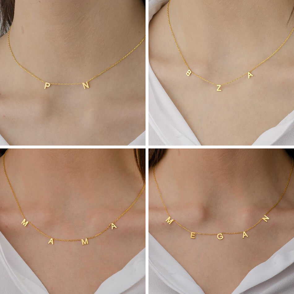 Mini Hanging Letter Name Necklace - Minerva Jewelry