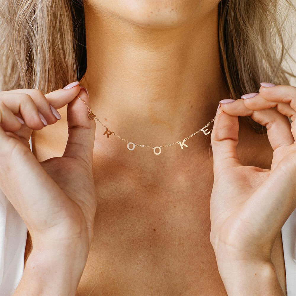 Mini Hanging Letter Name Necklace - Minerva Jewelry
