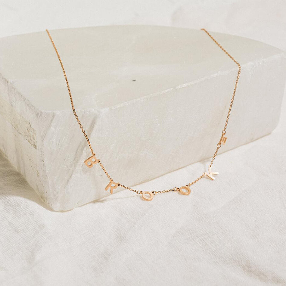 Mini Hanging Letter Name Necklace - Minerva Jewelry