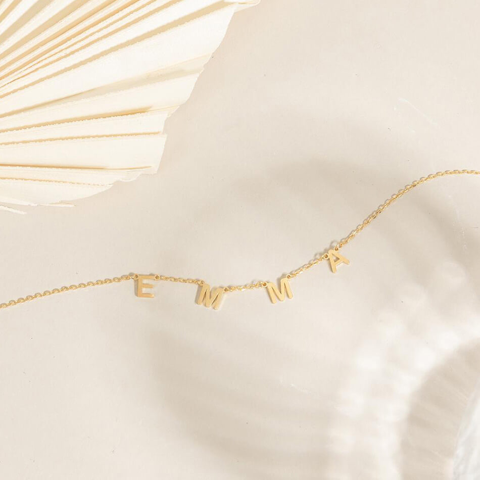 Mini Hanging Letter Name Necklace - Minerva Jewelry