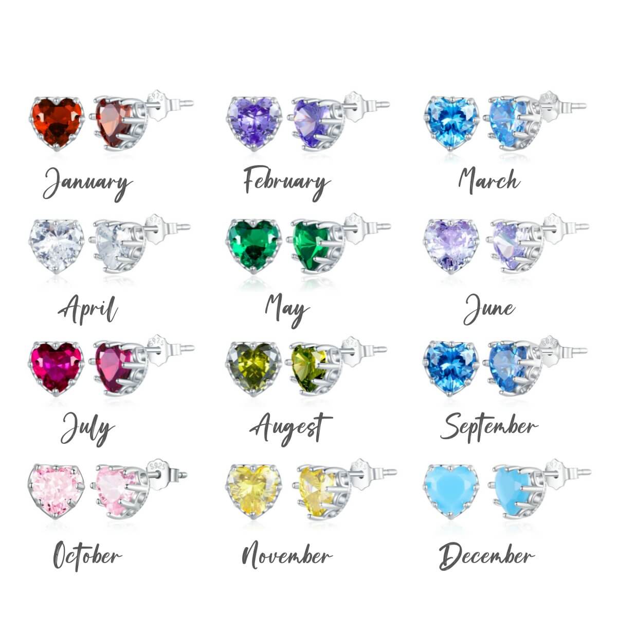 Mini Heart Birthstone Earrings - Minerva Jewelry