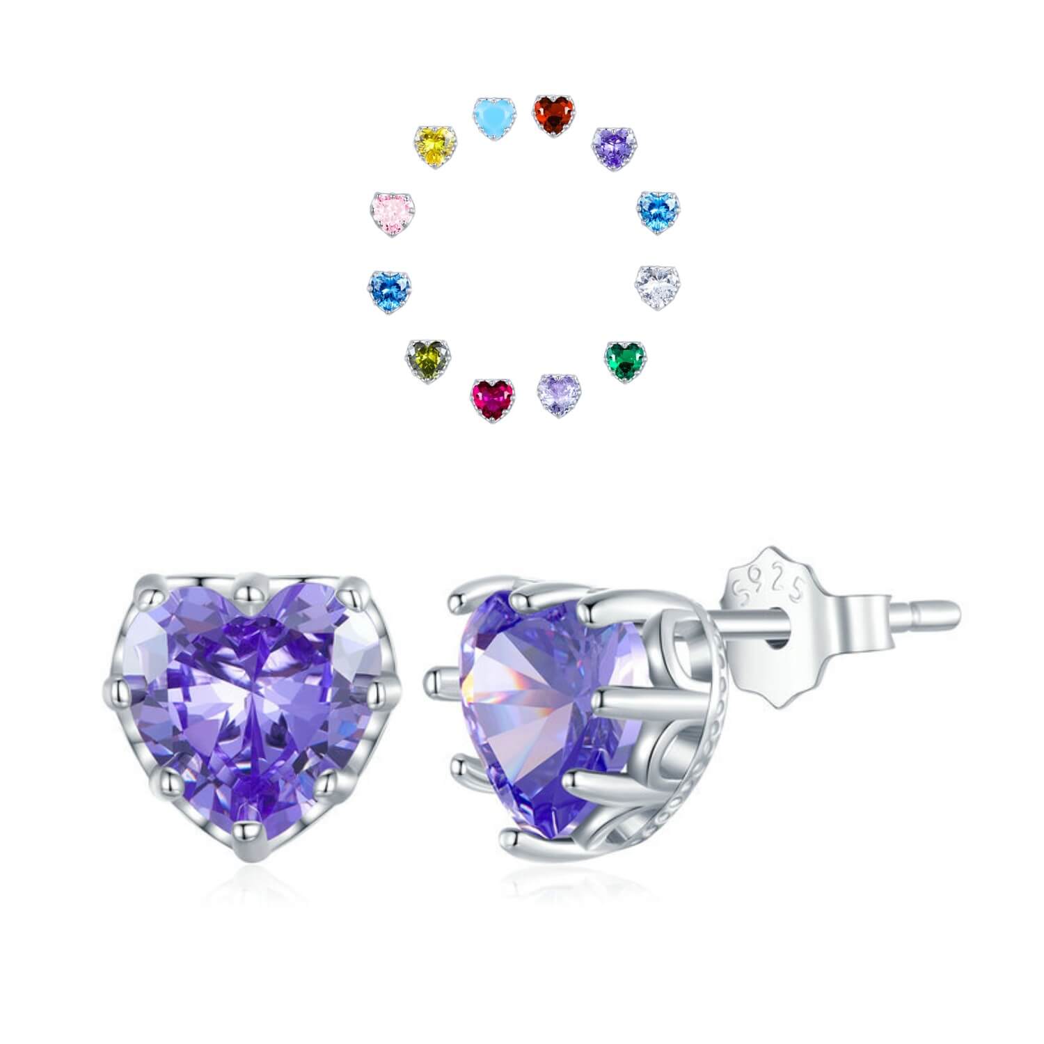 Mini Heart Birthstone Earrings - Minerva Jewelry