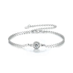 Silver moissanite jewelry chain bracelet representing simplicity, resilience and inner peace.