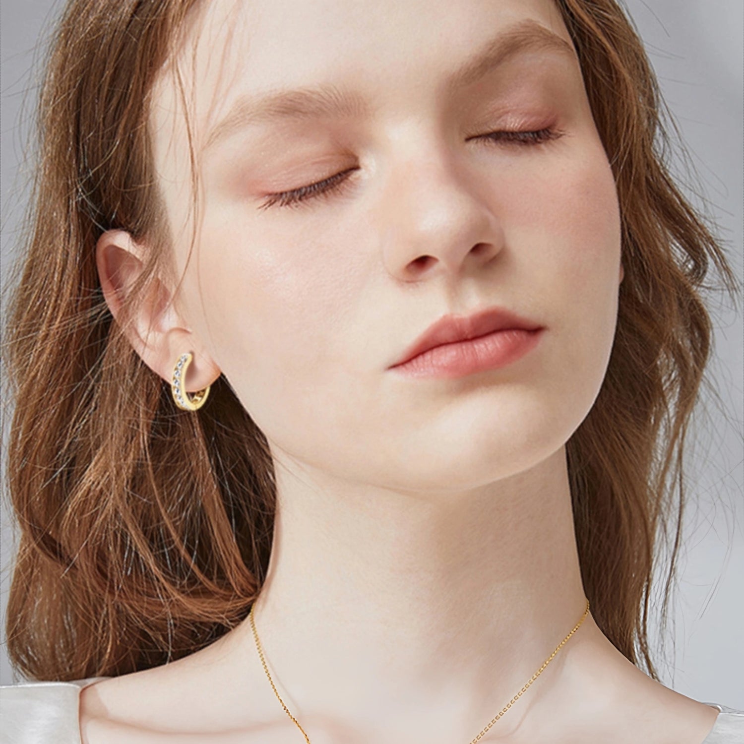 Pavé Moissanite Huggie Hoops in Gold