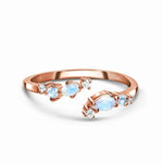 Moonstone Crescent Moon Adjustable Rings