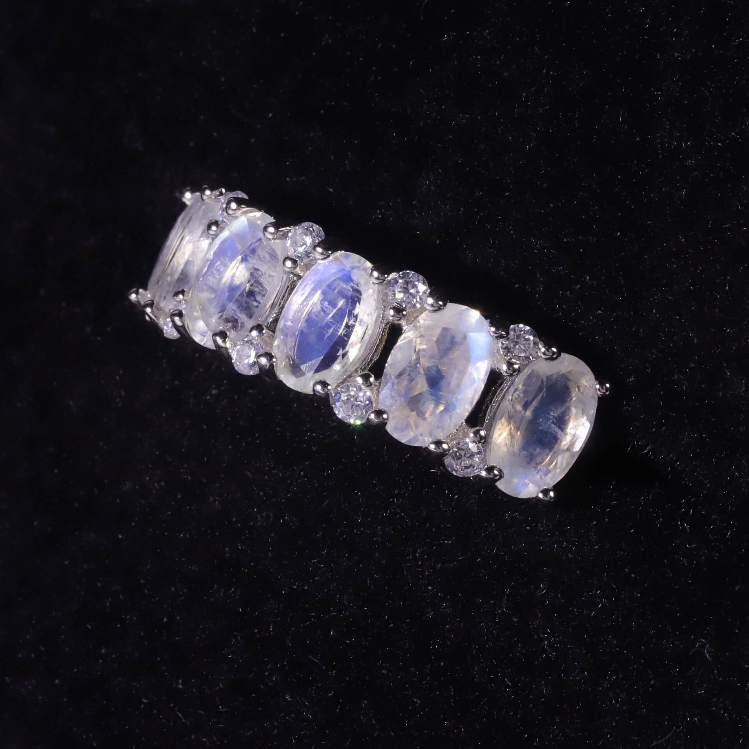 Natural Milky Blue Moonstone Ring
