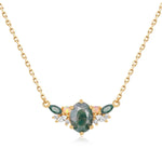 Natural moss agate jewelry necklace symbolising harmony, renewal and peaceful strength.