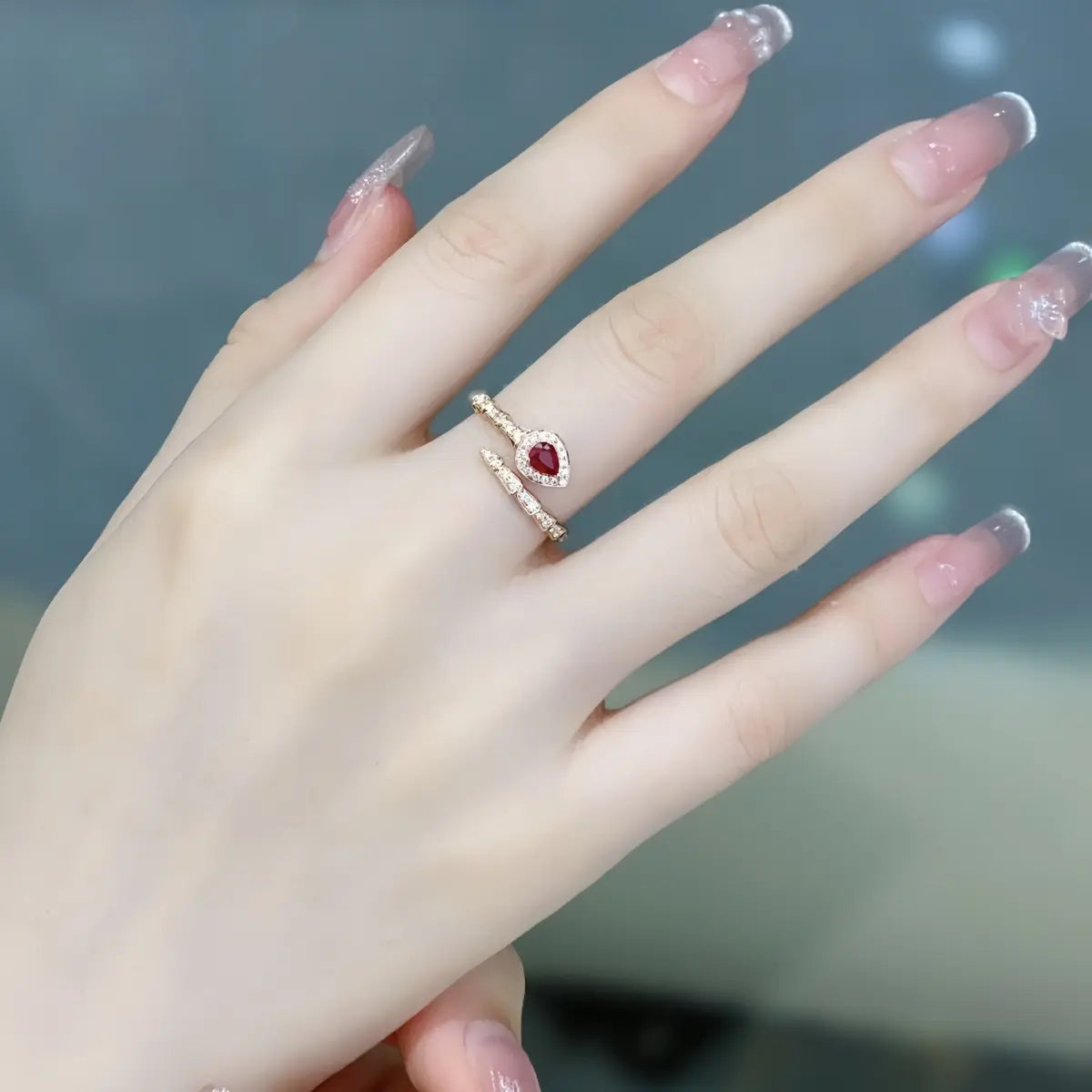 Natural Ruby Diamond Ring - Passionate Embrace